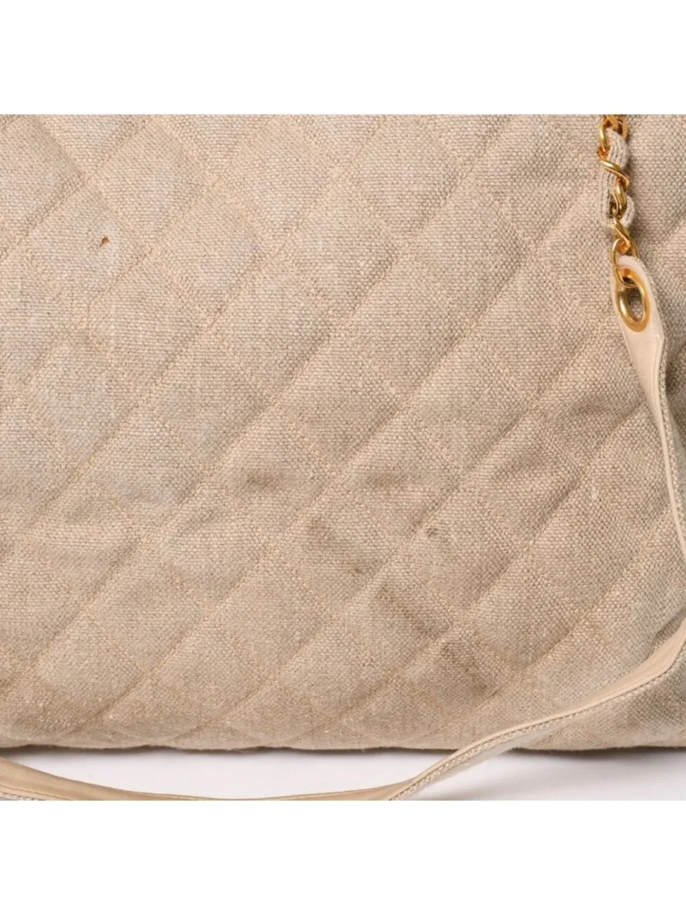 Chanel Supermodel XL Chain Tote Bag Linen CC Logo Coco Ball Beige